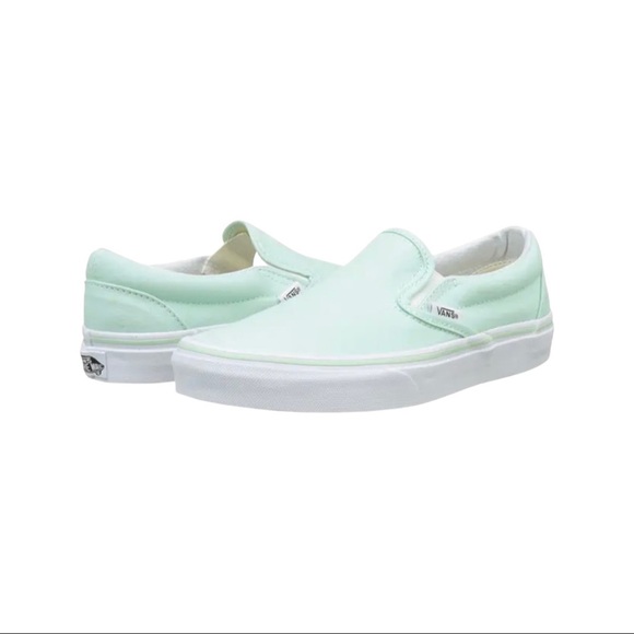 Vans Shoes - Vans Classic Slip Ons Mint Green Canvas Sneaker Unisex Men Women Size 7.5/Size 9